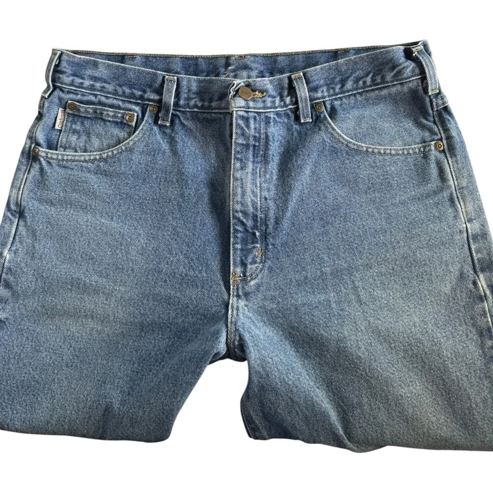 Carhartt B17 DST Relaxed Fit Tapered Leg Blue Denim Jeans Mens 36x32 (35x31.5)